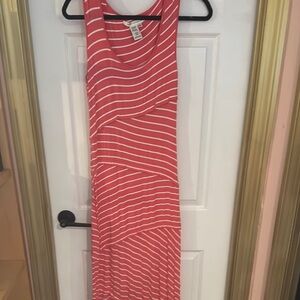 Max Studio Coral and White Striped Dress